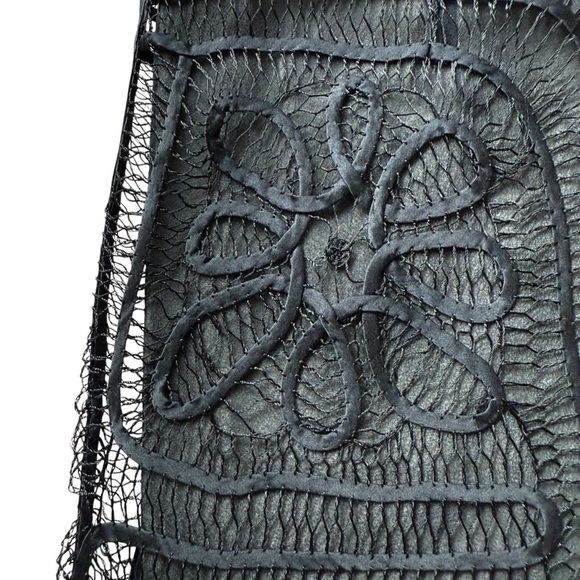 Max Studio Women's Black 100% Silk Lace A-Line Skirt Size M Party Date Cocktail - Picture 2 of 7